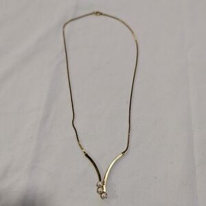 Gold Necklace with Pearl Style Accents